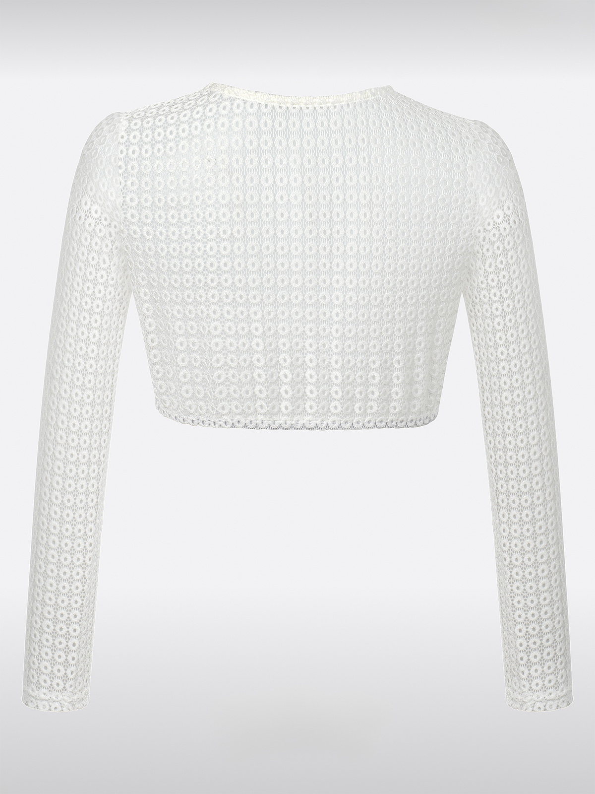 Weiß Langarm Dirndlbluse aus Lochspitze